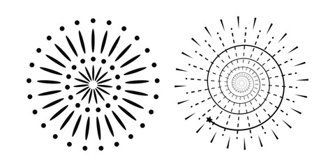 Fireworks, happy new year, festive fireworks display, a collection of black fireworks on White background,  Black fireworks explosion on white background 