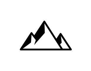 Minimalist image depicting three jagged mountain peaks constructed with lines and small dots, isolated on a deep black background
