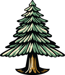 Hand Drawn Pine Tree Illustration Isolated on White