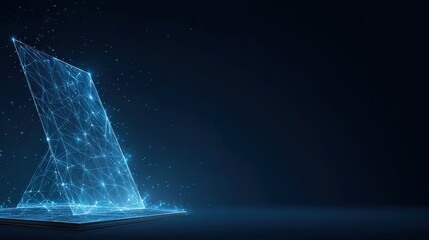 An abstract digital waterfall of shimmering blue light. Capturing futuristic innovation, technological advancement. ..Created with Generative AI, not depicting real subjects.