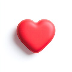 Red heart casting a soft shadow on plain white backdrop. Minimalism