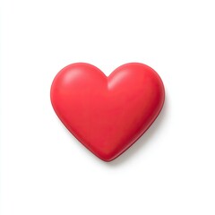 Puffy red heart centered against a white background, casting soft shadows