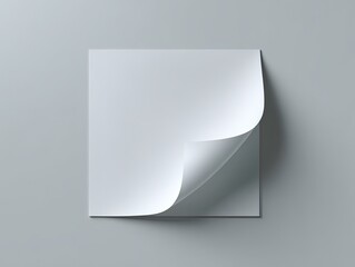 Square sheet with curled corner, casting soft shadow, on a neutral background