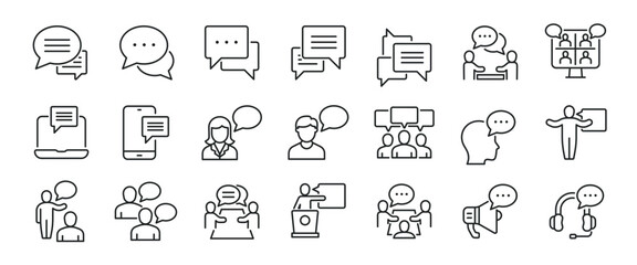 Speaking thin line icons. Editable stroke. For website marketing design, logo, app, template, ui, etc. Vector illustration