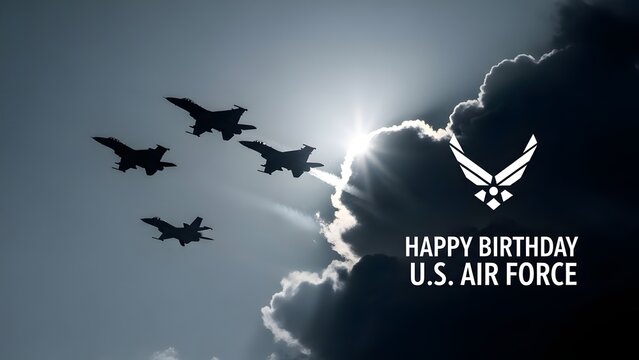Us air force birthday celebration with fighter jets in flight