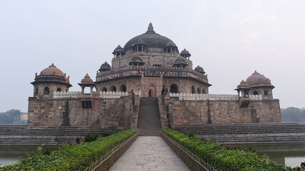 India, Bihar, Sasaram, View of Tomb of Sher Shah Suri of Sur Empire, the 16th Century Mausoleum.