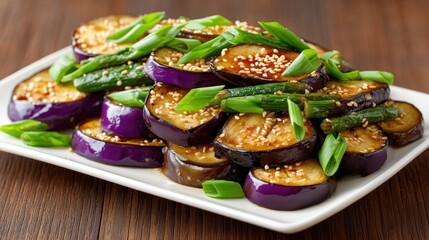 Delicious Stir-Fried Eggplant with Green Onion and Sesame Seeds