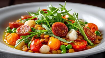 Fresh Vegetable Salad with Cherry Tomatoes and Green Herbs Delight