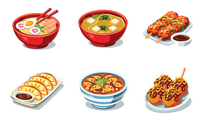 set of japanese food icons