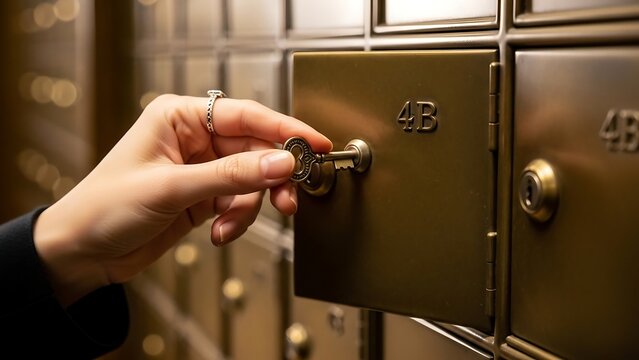 Hand opening a safety deposit box.