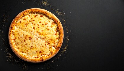 ミニマル演出のチーズピザ 黒と金の高級フードプロモーション