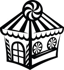 candy shop illustration icon Black silhouette vector illustration on transparent background