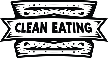 clean eating banner icon Black silhouette vector illustration on transparent background