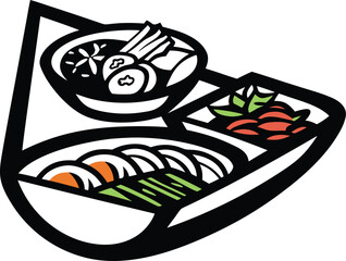 creative food layout icon Black silhouette vector illustration on transparent background