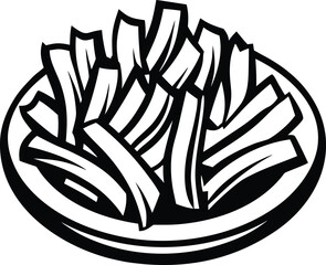 crispy fries illustration icon Black silhouette vector illustration on transparent background