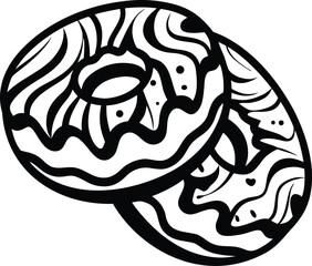 donut colorful pattern icon Black silhouette vector illustration on transparent background