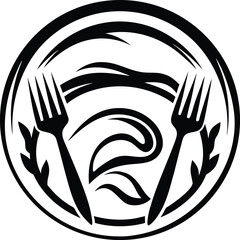 fine dining concept icon Black silhouette vector illustration on transparent background