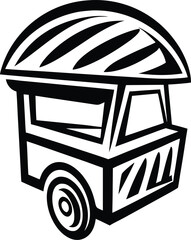 food cart concept icon Black silhouette vector illustration on transparent background