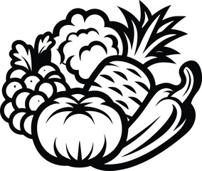 fresh farm produce icon Black silhouette vector illustration on transparent background