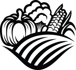 fresh harvest poster icon Black silhouette vector illustration on transparent background