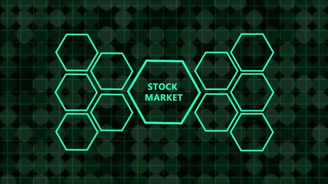 stoke marketing concept video  animation with various icon ,A video showcasing a stock market graphic with various icons and symbols on a digital background