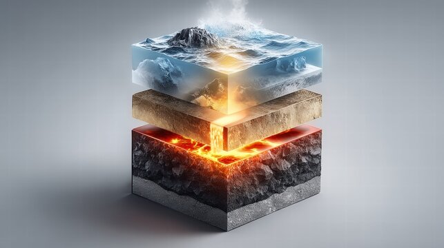 Earth's layers are artistically represented in this captivating illustration, displaying its geological structure.