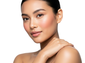 Young woman with natural makeup isolated on transparent background