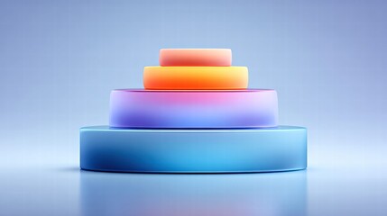 A vibrant, abstract design of colorful, stacked cylinder shapes creating a modern visual