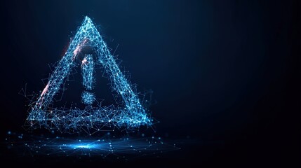 A glowing digital caution icon signals a critical warning. Capturing the essence of a digital alert with dynamic light and shadow. ..Created with Generative AI, not depicting real subjects.