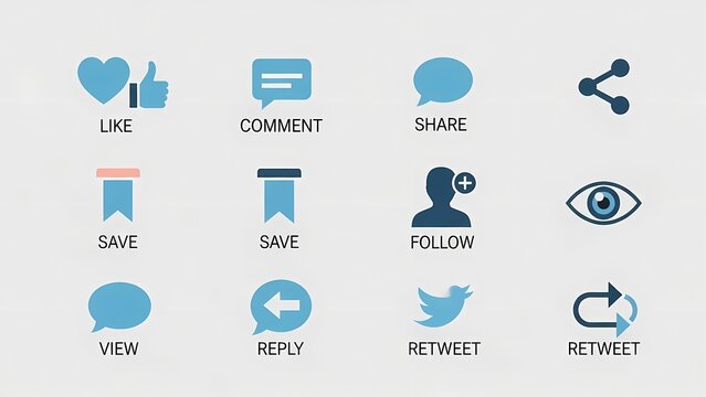 Social media icons for engagement and interaction