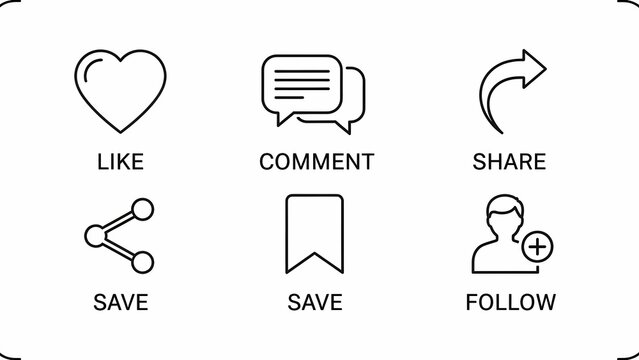 Social media icons for like comment and share - Powered by Adobe