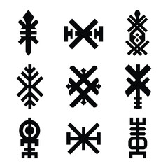 Fototapeta premium Sign set of abstract geometric and runic symbols