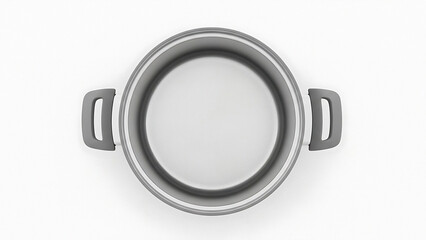 Stainless Steel Cooking Pot with Gray Handles on White Background kitchen cookware