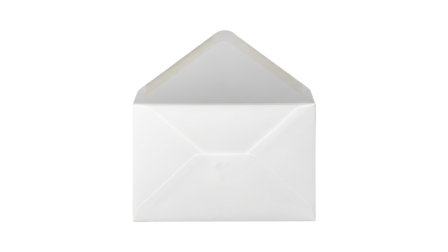 White envelope with pointed top isolated on transparent background - Powered by Adobe
