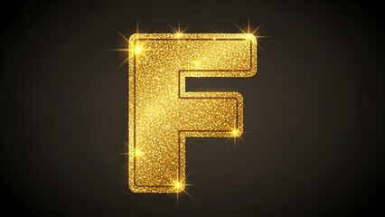 Golden Letter F Sparkle Isolated Symbol.