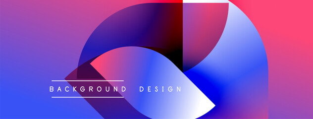 Fototapeta premium Abstract gradient shapes overlap. Vibrant colors blend, creating dynamic visual effect. Modern design element for backgrounds.