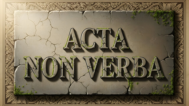 Acta Non Verba quote expressing action integrity discipline and leadership values