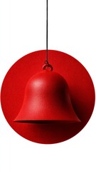 Red silhouette of an alarm bell against a glittery circular background, creating a striking visual effect