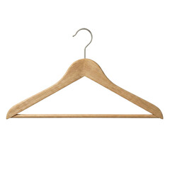 Natural wooden clothes hanger isolated on transparent background