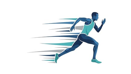 Dynamic runner in motion with speed lines background