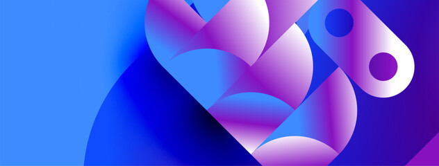 Obraz premium Abstract fluid shapes blend vibrant blues, purples, pinks. Gradient colors create dynamic composition, modern aesthetic. Smooth forms suggest movement.