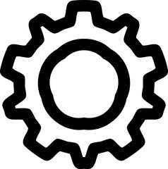 Hand Drawn Gear Icon. Settings, Innovation, Process, and Mechanical Symbol.