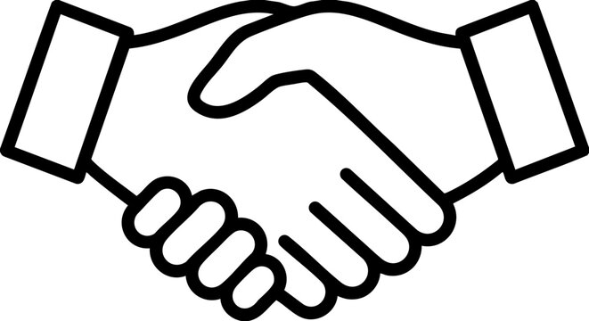 Outline Handshake Icon Representing Business Agreement, Partnership, and Trust