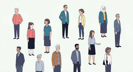 Obraz premium Diverse Group Of Adults Standing Together In A Light Background For Community And Business