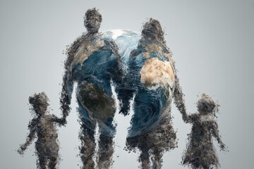 Representation of international human solidarity day highlighting the connection between families and the world in a unique visual display