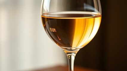 stemware. Elegant wine glass with golden liquid, showcasing refined dining aesthetics. bar promotions, beverage menus, designed for food & beverage menus and cafe branding, inspires menu design.