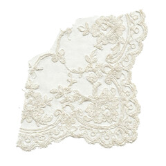 Intricate white floral lace fragment on transparent background © BTG