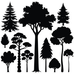 Tree Silhouette Collection Vector Set