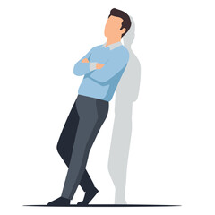 Man Leaning Against Wall Confident Pose.