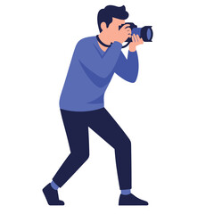 Man holding a camera and taking a picture.